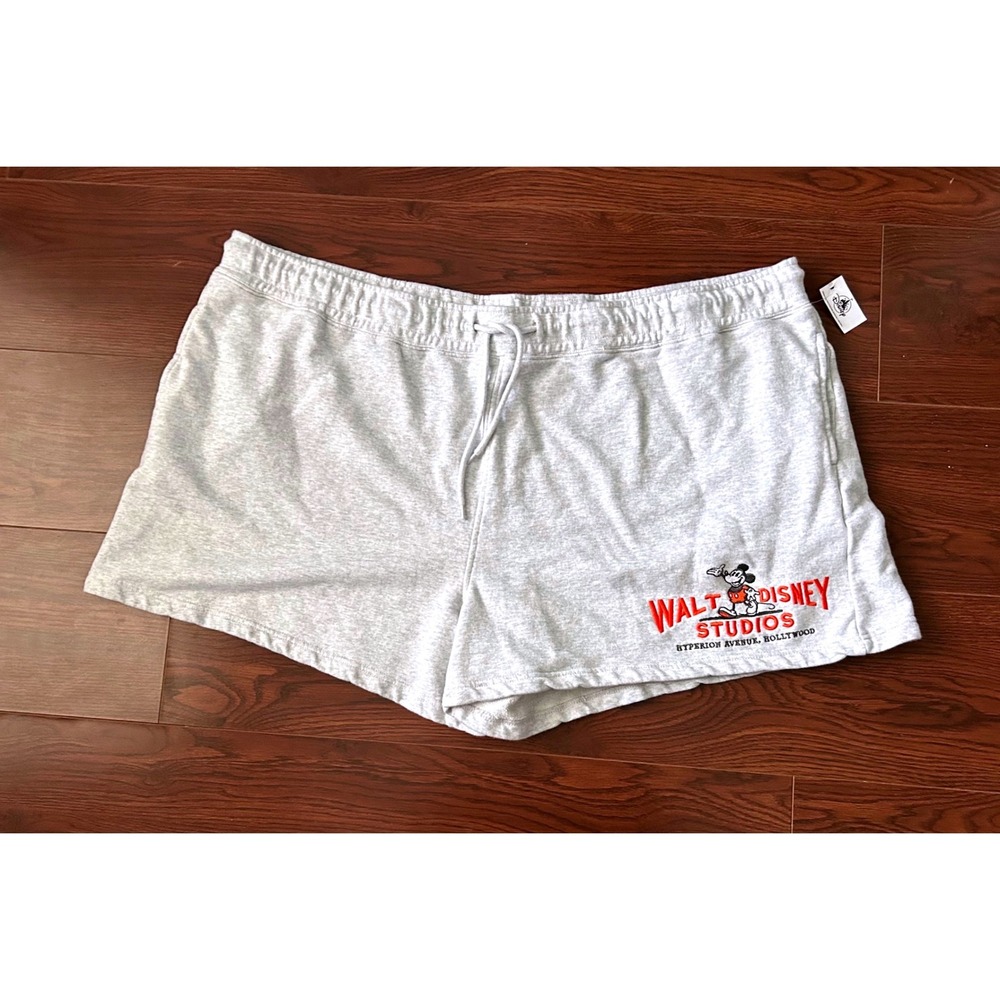Disney 100 Walt Disney Studios Mickey Mouse Sweat Shorts Heather Grey Plus 3X
